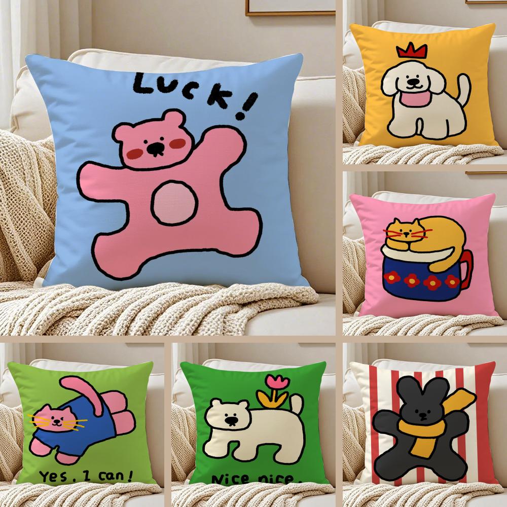 Happy Dog Cushion Cover Pillowcase Antidustmite Living Room Sofa Decor Cushion Room