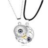 1 Pair Magnetic Couple Matching Necklace for Women Men 100 Languages I Love You Projection Sun Moon Heart Shape Pendant Jewelry