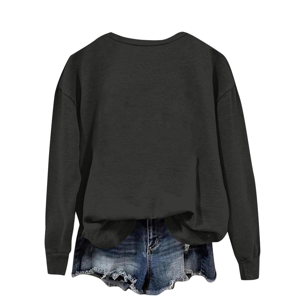 Ladies' Christmas Printed Casual Long Sleeved Round Neck Sports Hoodie Top