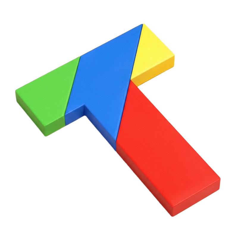 Wooden T-Shaped Tangram Puzzle: Four-Piece Educational Toy for Adults and Students
