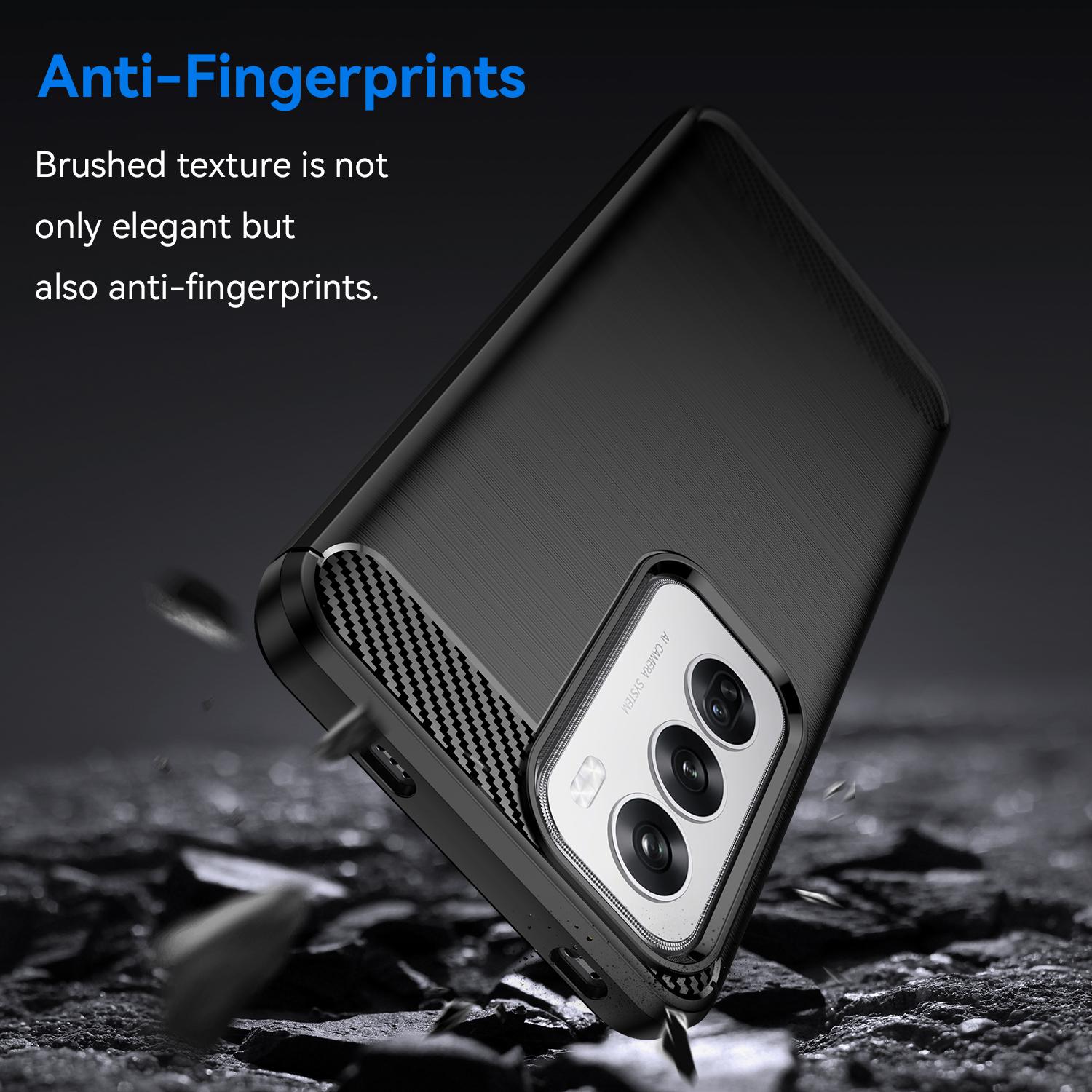 

For Oppo Reno12 5G (Global) Case Carbon Fiber Texture Brushed TPU Phone Cover Black