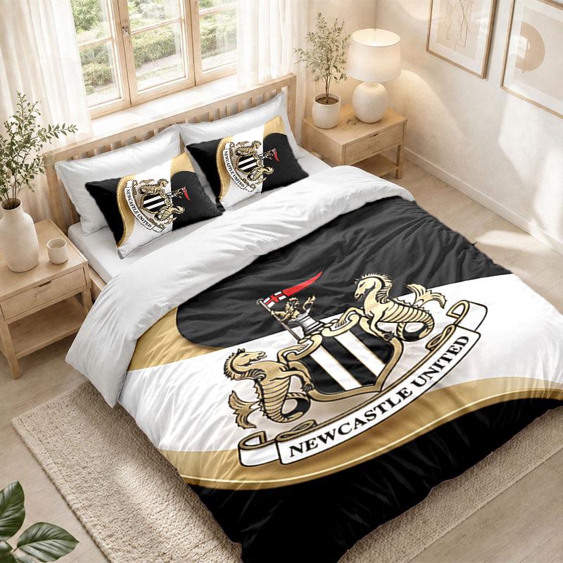 Bettwäsche-Set 1 Bettbezug 2 Kissenbezüge Newcastle United Fußball-Print Schlafzimmer Heimdekoration