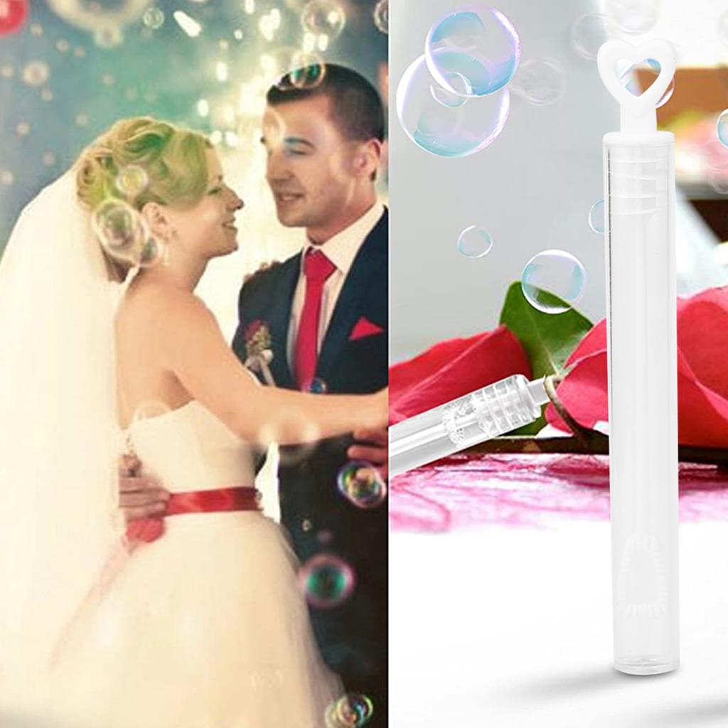 20stk Bubble Wands Tube Tom Bubble Såpeflaske Bryllupsfestdekorasjon Barn LekeHjerte Hvit