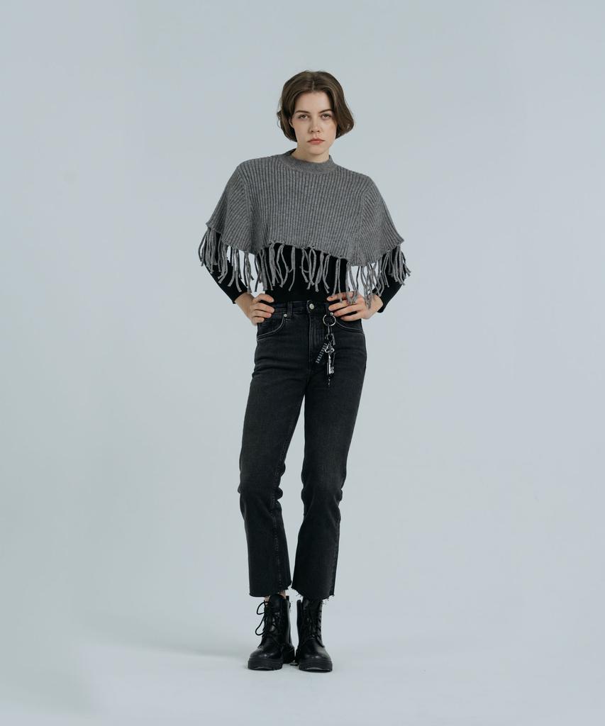 DOLIGRAM Cape Warmer Knit Shawl Gray