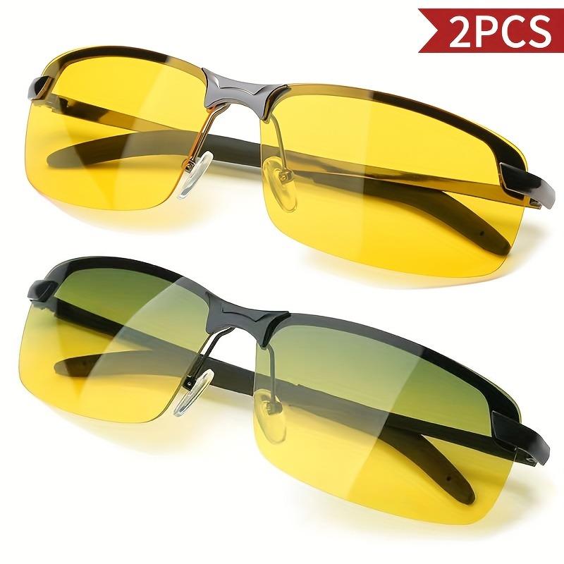 

Набор из 2 удобных очков с полуободковой оправой для дневного и ночного видения - модные спортивные очки для вождения для мужчин и женщин