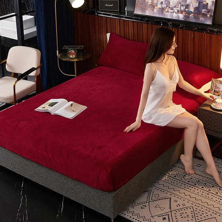 2025 Winter Flannel Fitted Sheet Warm Elastic Mattress Protector Cover Thermal Bedsheet Couple Luxury Bed Sheet