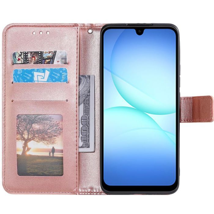 Coque de Protection - BOOLING - Samsung Galaxy A17 5G/4G - Cuir Synthétique Mandala Rose - 2 Vitres