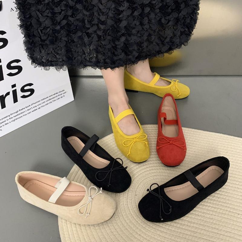 New Style Elegant Shoes Woman Flats Shallow Mouth Bow-Knot Soft Casual Female Sneakers Square Toe Dress Ballerinas Butterfly