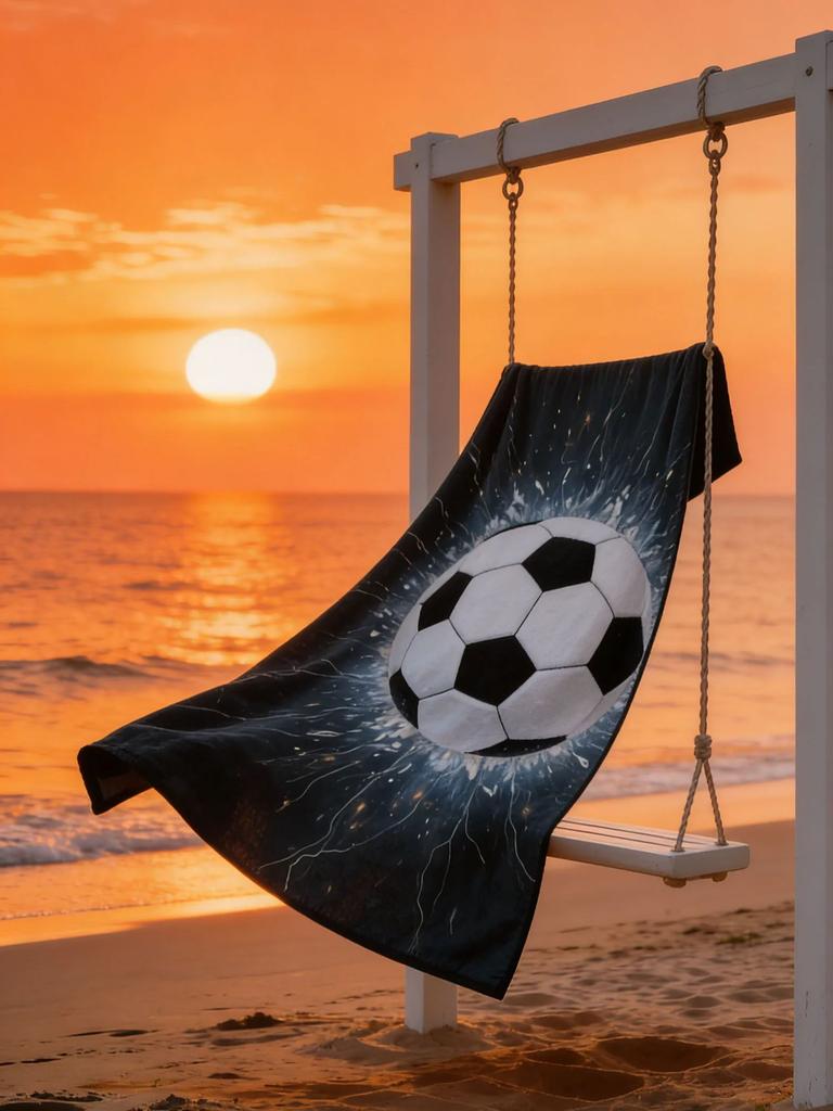 1PC Football Element Design Beach Towel Super Absorbency Suitable for Seaside Vacation Pool Sport Perfect Summer Gift For Family