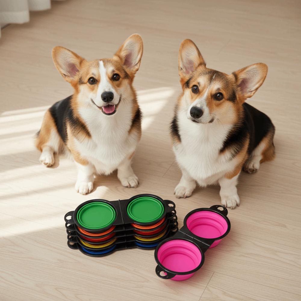 180 Degrees Fli Dog Dual Bowls with Buckle Travel Dog Bowls Pet Food Feeder  Pet Feeding