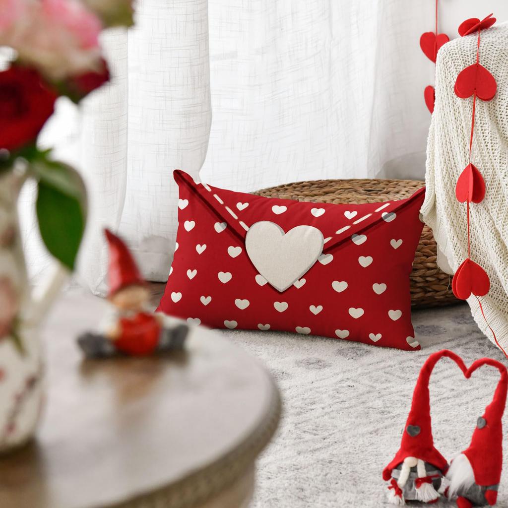 Envelope Decorative Cushion Cover Set of 2 Throw Pillow Covers Anniversary Wedding Valentines Day for Sofa Couch Bed Livingroom