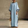 Vestido Largo Holgado Manga Murciélago Casual de Largo Completo Vestido Maxi Cómodo Oversize con Ribete en Contraste para Mujer