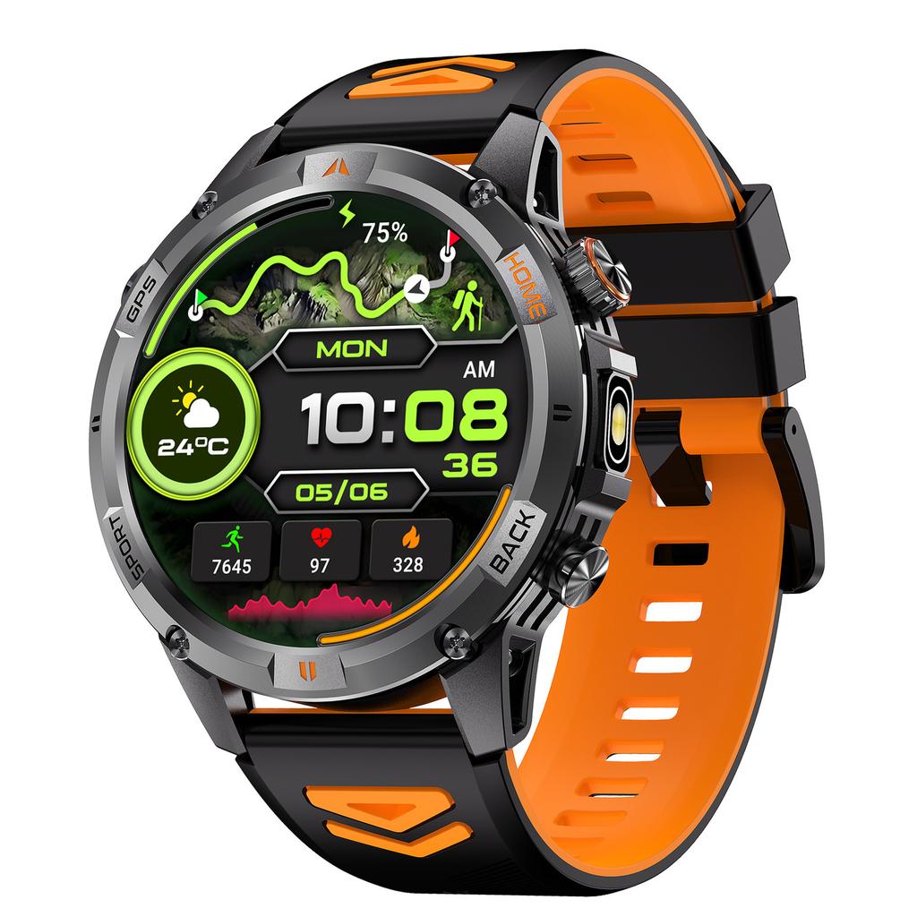 YK15 Smart Watch IP68 Waterproof Call Bracelet Outdoor Compass GPS Tracker Sport Fitness Watch with Flashlight