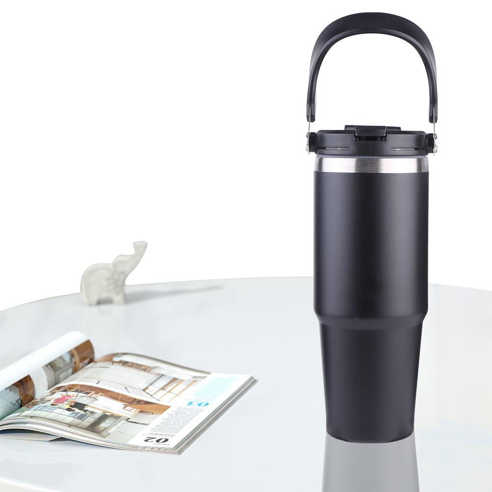 30oz doppelschichtiger Isolierbecher mit Griff Sportwasserflasche Edelstahl-Reise-Vakuumflasche für kalte und heiße Getränke