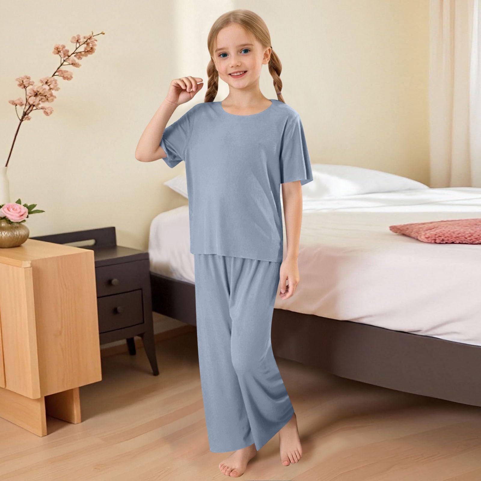 

Детский летний свободный повседневный комплект из рубашки с круглым вырезом и короткими рукавами и длинными штанами 150 синий