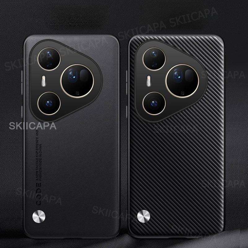 Plain Leather Phone Case for HUAWEI Pura 80 Ultra 80Pro + Matte Silicone Soft Bumper Cover Cases For Pura 70 Ultra 70 Pro Plus