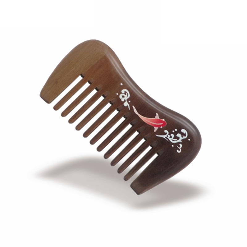 Nanmu Solid Wood Double-Sided Lacquerware Hair Care Comb - Painted and Engraved for Daily Use