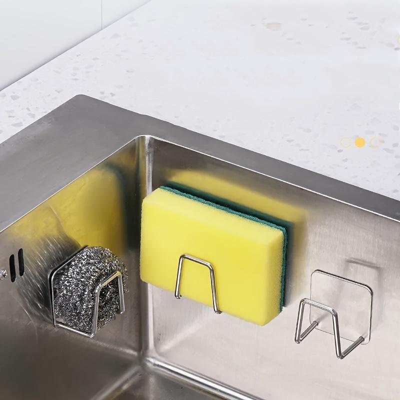 1/2pcs Stainless Steel Sponge Draining Rack: No-Drill Kitchen Sink Cover Holder, Wall-Mounted Storage Hanger for Pot Lids