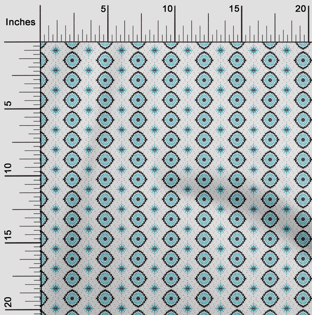 oneOone Cotton Flex Baby Blue Fabric Asian Block Sewing Fabric by The Yard Printed DIY Clothing Sewing Supplies 40 Inch