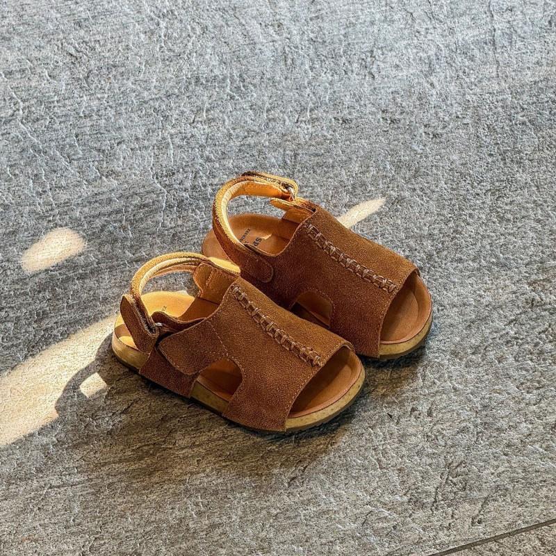 Kids Retro Leopard Print Suede Birkie Sandals Boys Girls Casual Footwear US 4 верблюд