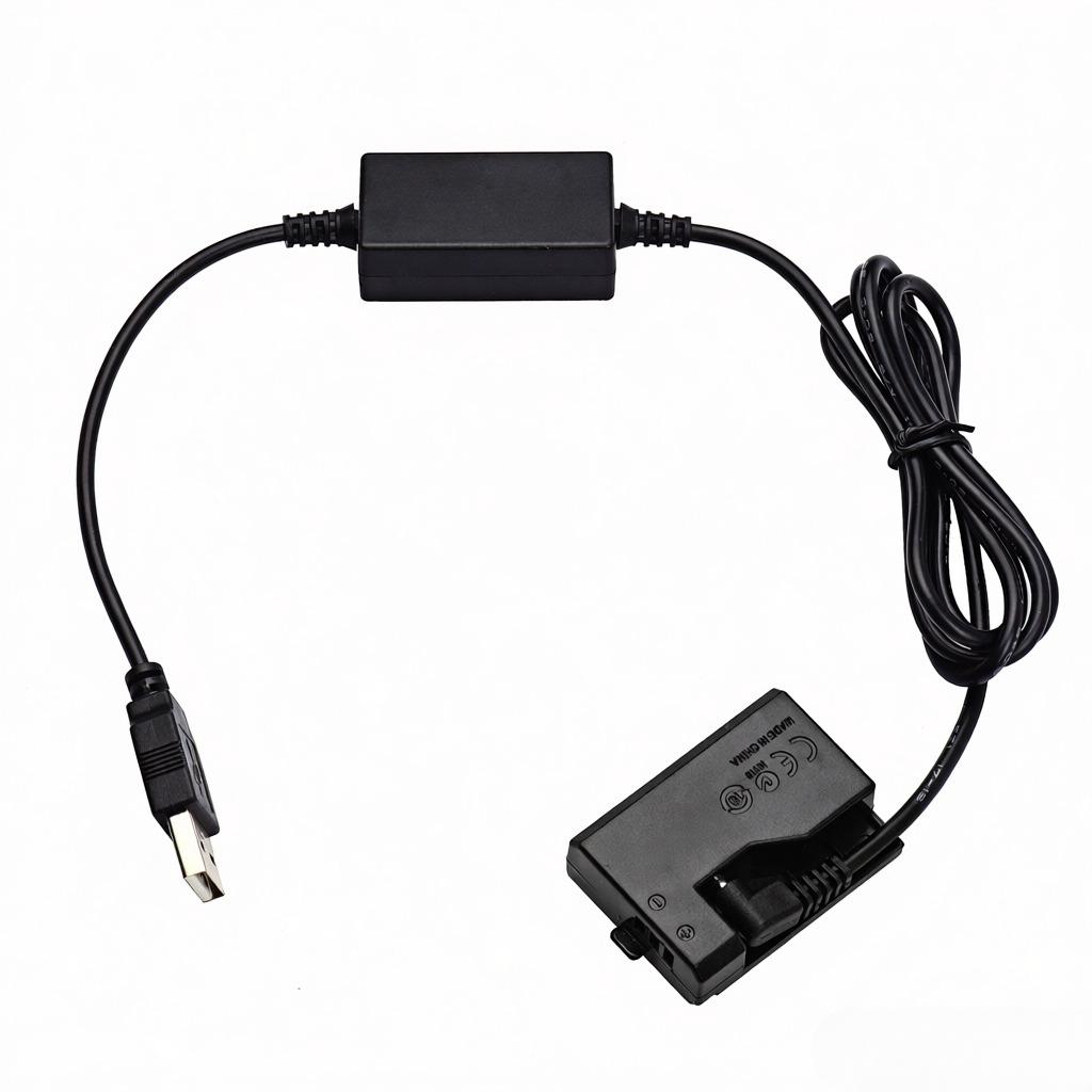 DR-E10 USB Power Kit DC Coupler Dummy Battery Replace of LP-E10 Battery with USB DC Converter Power Cable Single USB Input Compatible with Canon EOS