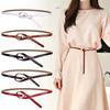 Casual Ladies Leather Thin Belt With Minimalist Knot Design And Alloy Closure