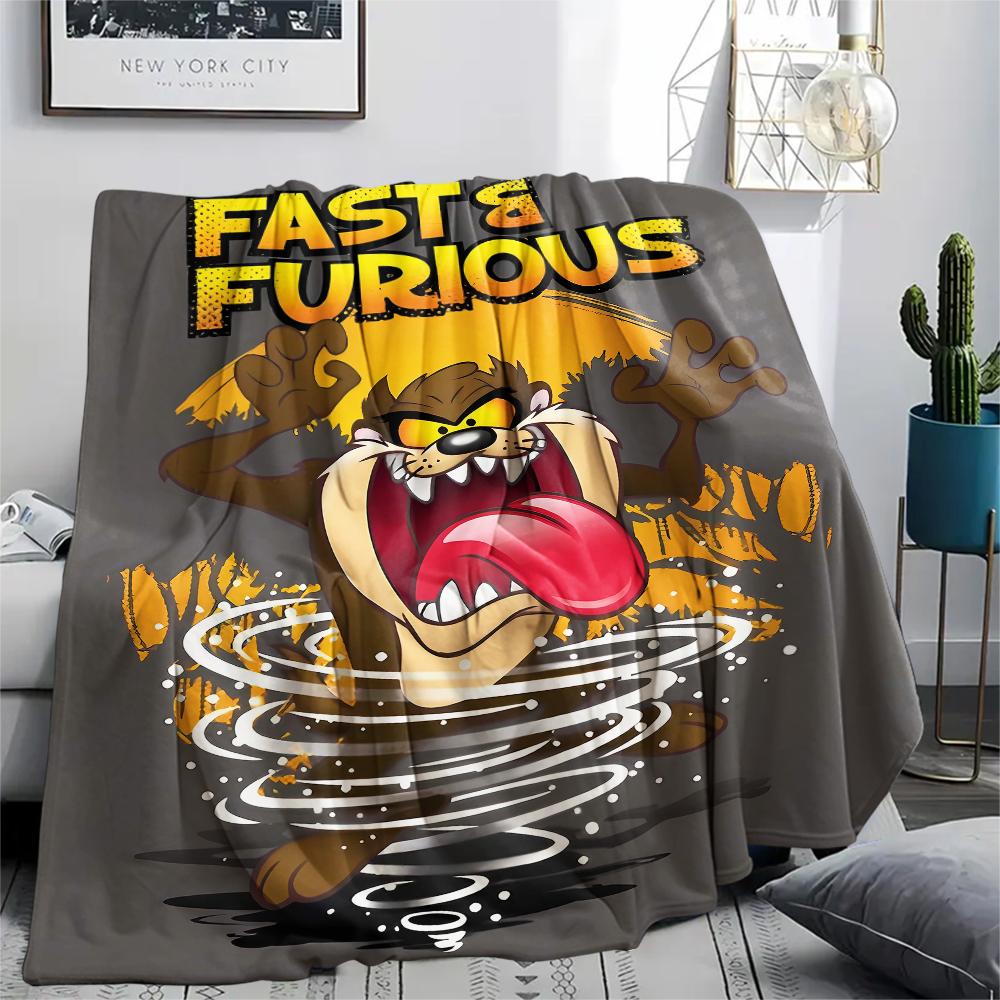 1 ks Flanelová deka s potiskem Tasmánského ďábla, Vysoce kvalitní, Pro všechna roční období, Domácí dekorace, Teplo a pohodlí, Perfektní jako vánoční dárky