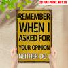 D Flat D Flat Humorous Satirical Metal Sign Inch Fun I Asked for Your Opinion Retro Metal Decorative Plaque Evil