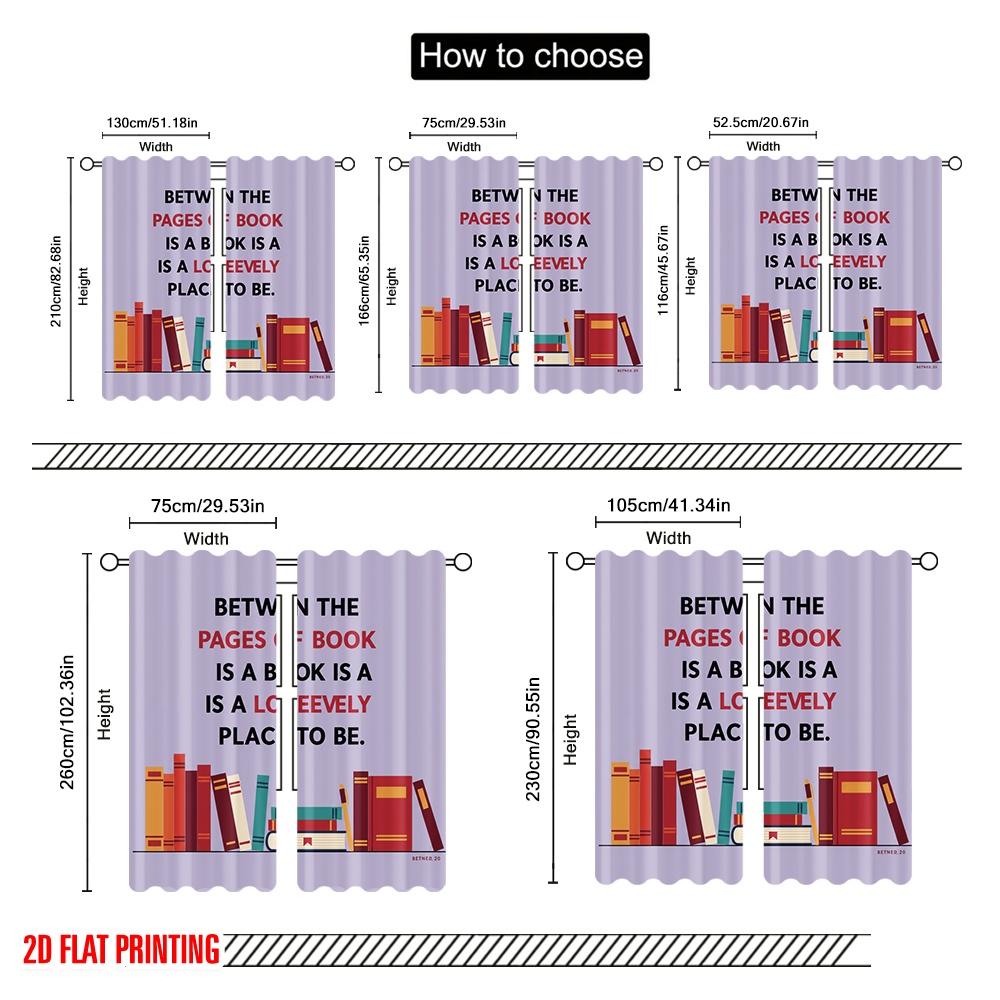 2 Stück 2D Flachdruck Vorhang Bücherregal Lesezitat Kunst Polyester Ohne Strom Geburtstagsfeier Perfekt für Stände Studio