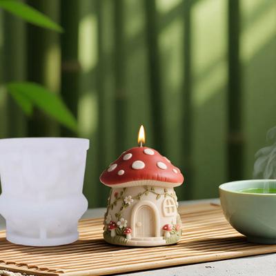 Holiday Candle Silicone Mold Mushroom House Silicone Mould Heat Resistant For Making Candle Soap Holiday Decoration