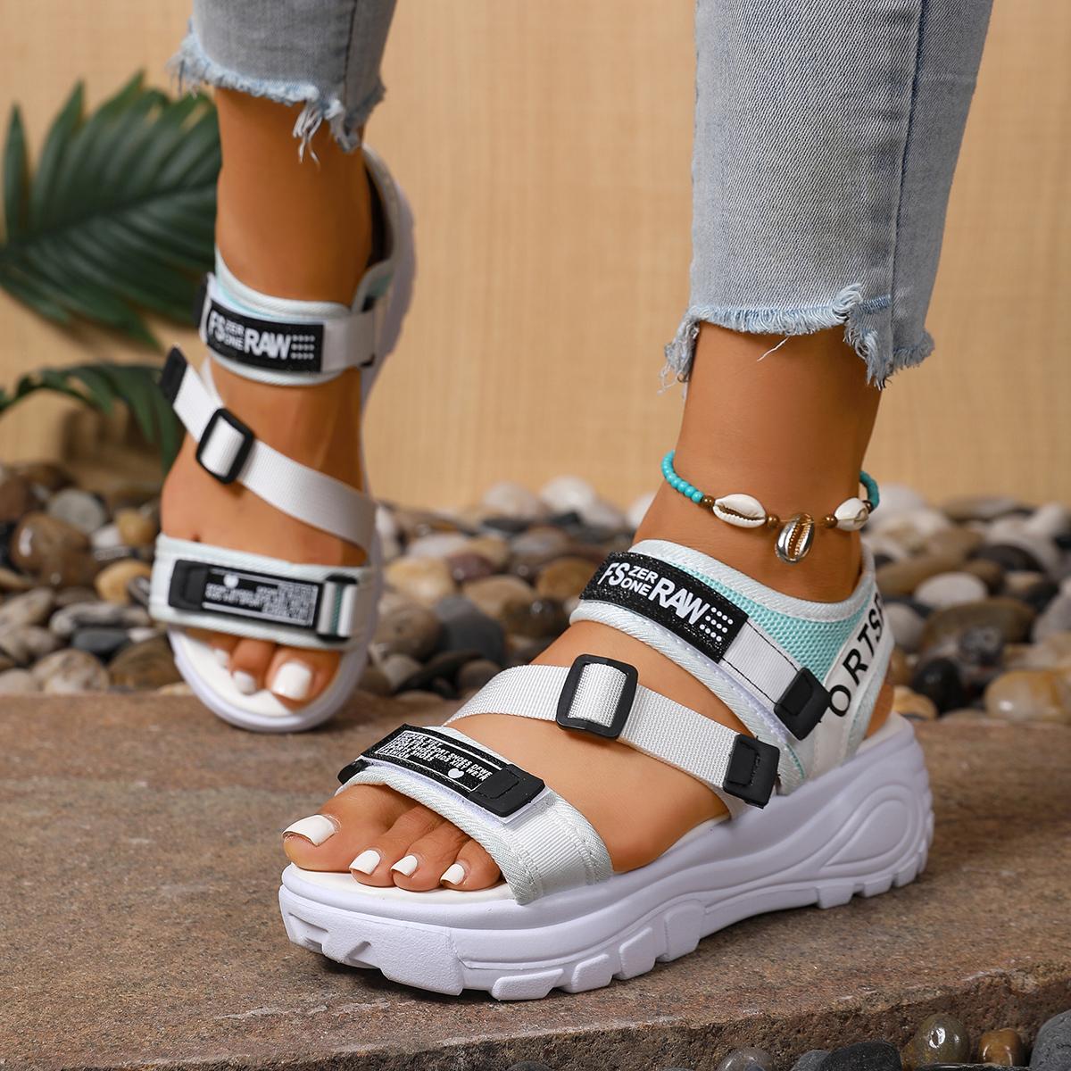 

Fashion New Summer Women Platform Sandals 2025 Wedge Casual Comfortable Anti-slip Shoes for Women Sexy High Heels Beach Sports Sandals 35 зелёный