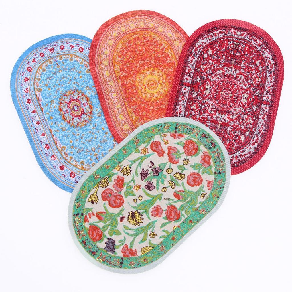 BJD Dollhouse Miniature Oval Turkish Carpet for Living Room Scene