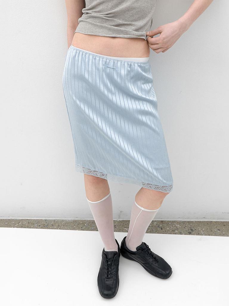Atelier Nine An Satin Set-Up Lace Tape Banding Midi Skirt (Sk-5107)