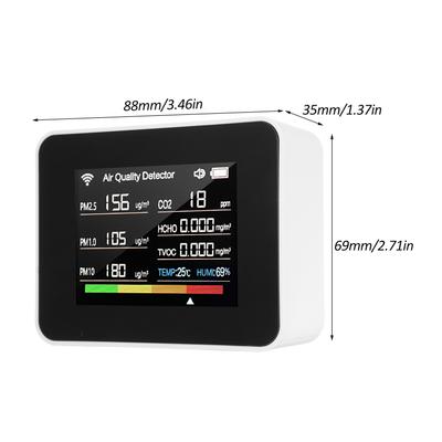 Tuya WiFi Air Quality Meter 13 In 1 Indoor Air Quality Monitor Detects CO₂ TVOC HCHO PM2.5 PM1.0 PM10 Humidity and