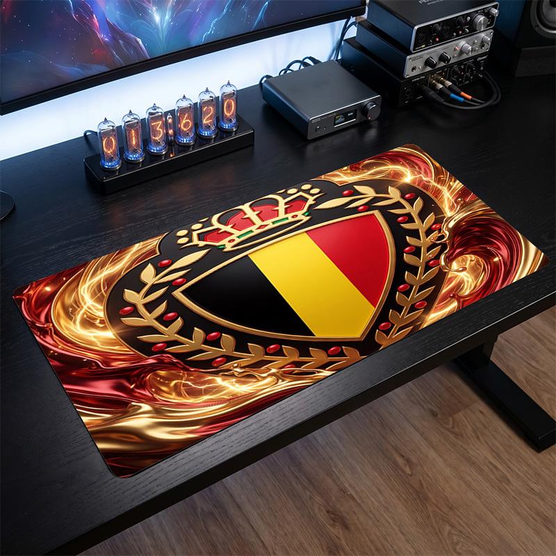 Belgium Football Crest Mouse Pad, Extended Non Slip Rubber Desk Mat for Gaming Office Laptop Fan Gift