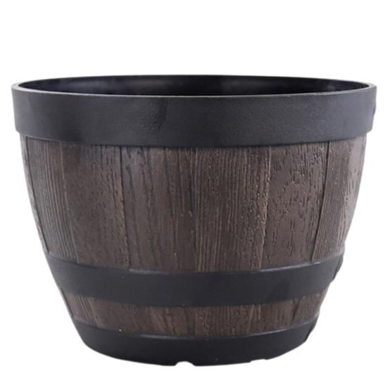 

Flowerpot with Built-In Drainage System Rustic Style Garden Container Entryway Decorative Planter Barrel Flowers Small Shrubs Balcony Flower Pot Small