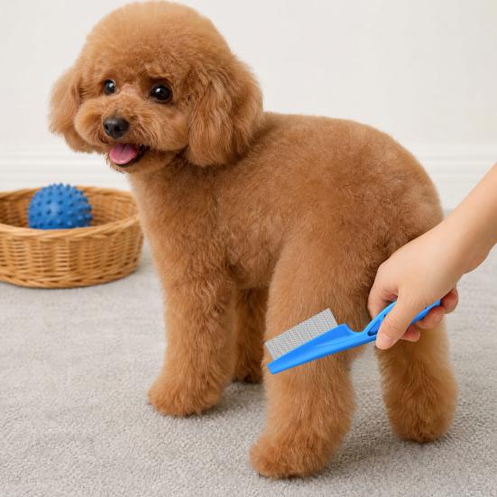 Set di 3 Pettini per Animali con Bordo Ampio, Spazzola Rimuovi Pelo Morto per Animali, Rastrello a Doppia Faccia in Acciaio Inossidabile per Sottopelo di Cani e Gatti, Toelettatura