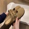 Lazy half slippers retro fashion versatile Boken slippers women's outer wear 2025 spring and autumn new flat bottom one pedal