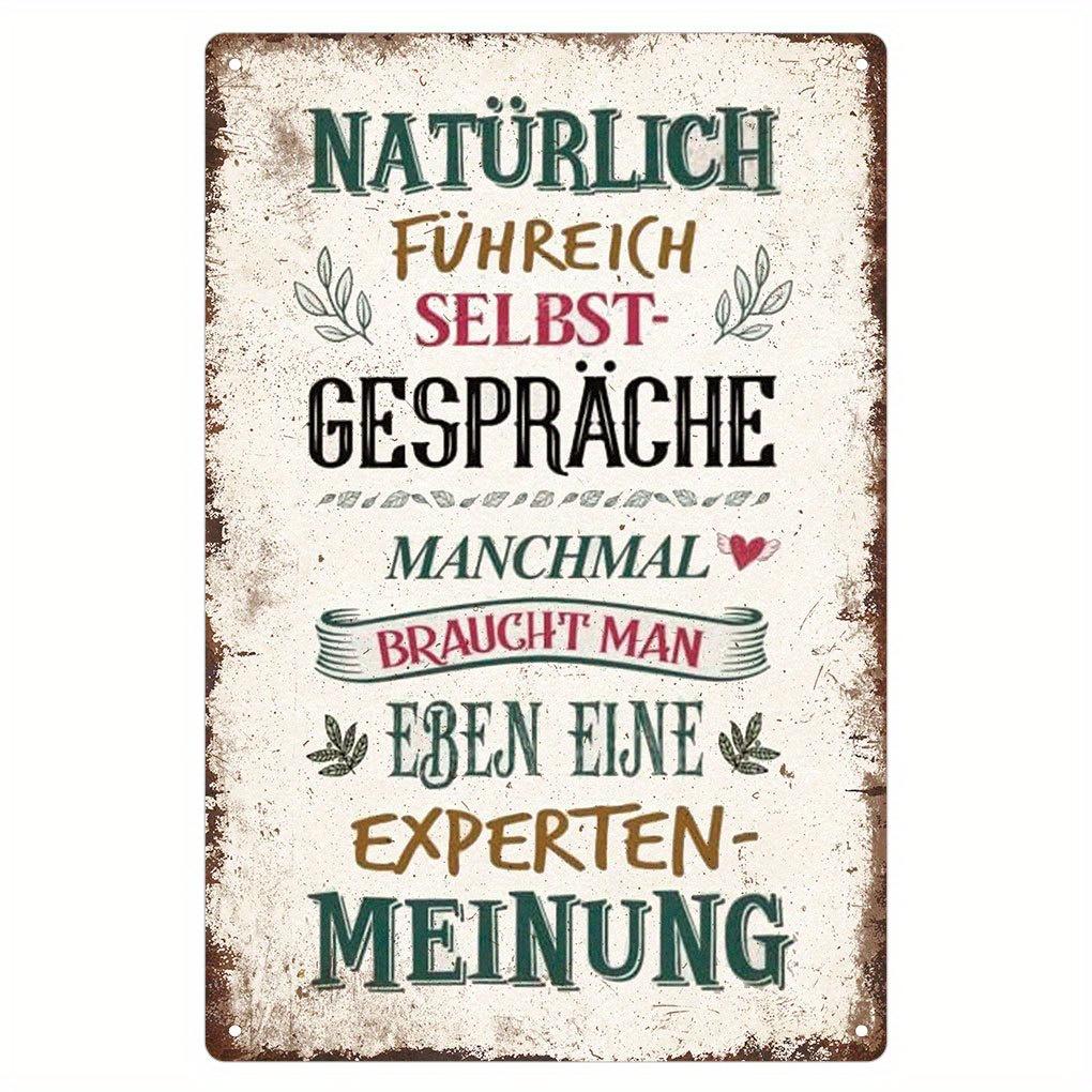 German SelfTalk Expert Metal Sign x Vintage Iron Wall Art for Office Cafe Living Room Decor