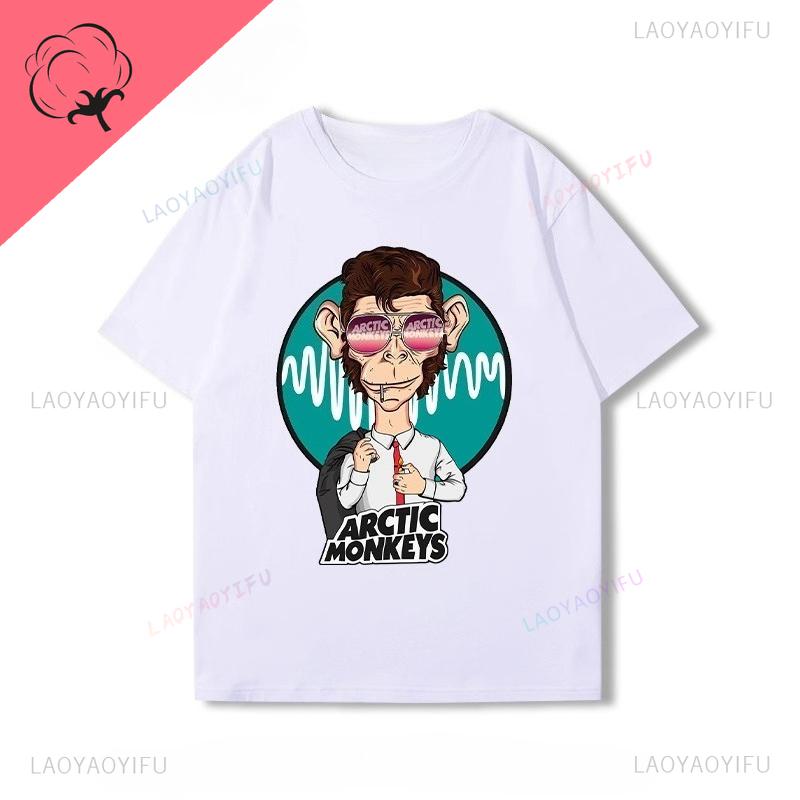 Arctic Monkeys T-Shirt Doppelseitiger Druck Shirt Rundhalsausschnitt Lässig Streetwear Allmatch Alternative Rock Goth Y2k Kleidung