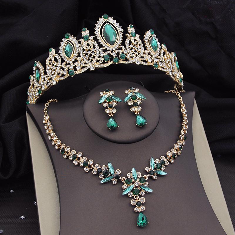 Wunderschöne Luxus Violett Kristall Braut Schmuck Sets für Frauen Tiaras Braut Halskette Ohrringe Hochzeit Krone Set Zubehör