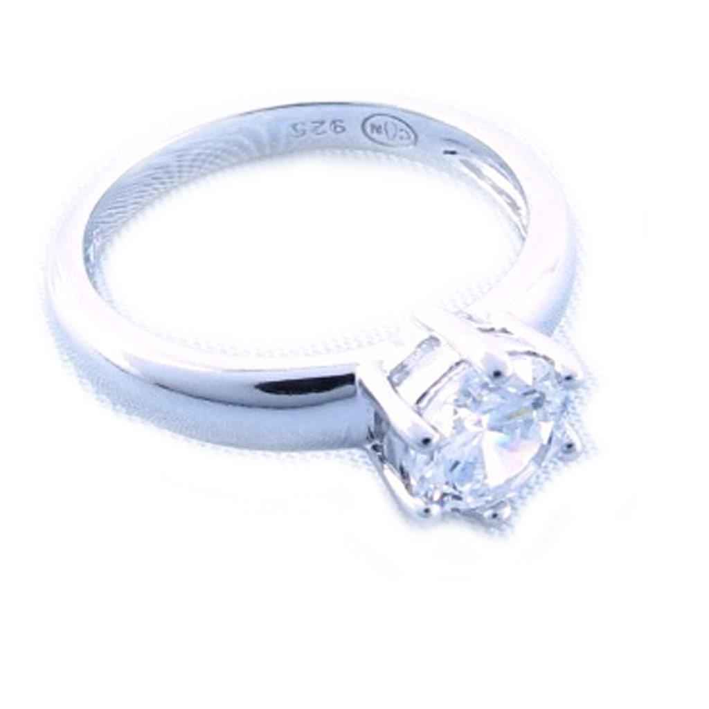 Anillo de plata 'Unique' blanco plateado (rodio) - 7 mm