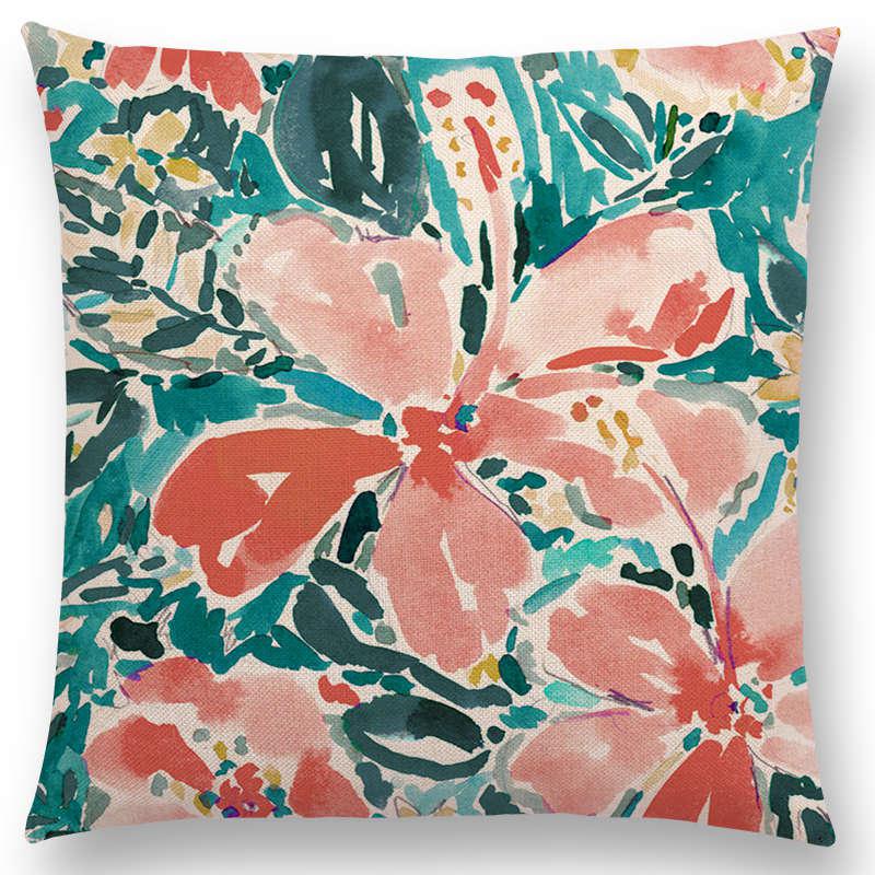 

Новый дизайн, наволочка с акварельным цветочным принтом, домашний декор, диванная подушка 40x40cm