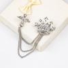 1Pcs Temperament Chain Brooch Crown Rhinestone Lapel  For Women Dress Mens Shirt Suit Set