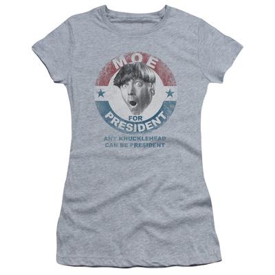 Three Stooges Juniors Shirt Moe Knucklehead President Heather Tee Unisex T-Shirt