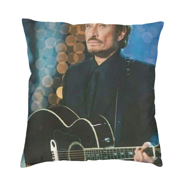 

Motorcycle Johnny Hallyday Pillow Case xcm Home Decorative Kawaii French Rock Singer Cushion Decoration Salon Pillowcase 30x30cm