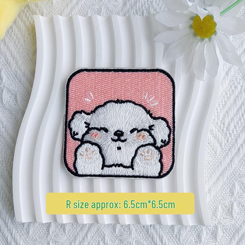Квадратная вышитая нашивка с щенком для одежды, ремонта куртки, аппликация, украшение одежды или сумки, пришивная