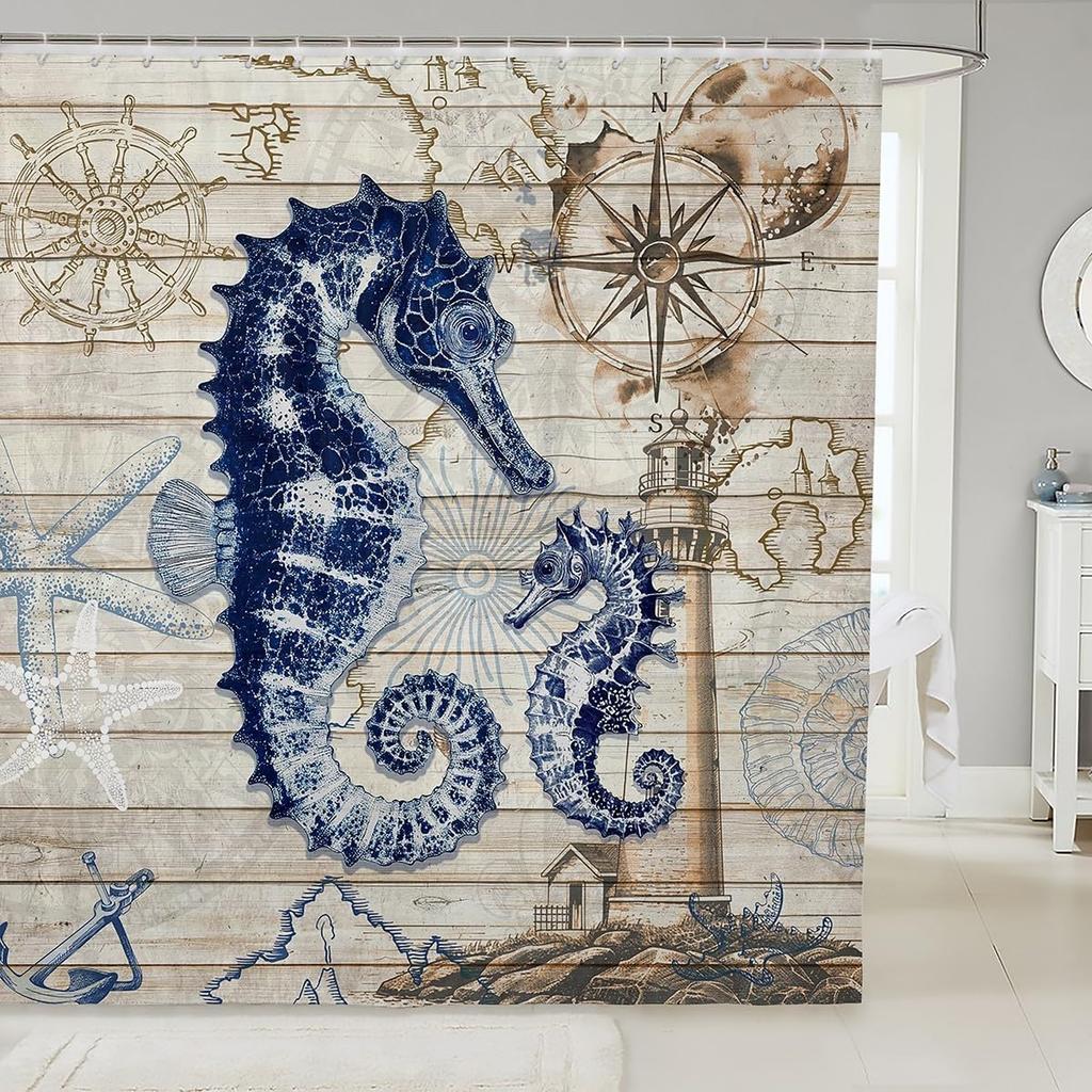 Funny Swimming Dog Fabric Shower Curtain Cute Pet Shower Curtain for Kids Ocean Theme Bathroom Waterproof Accessories with