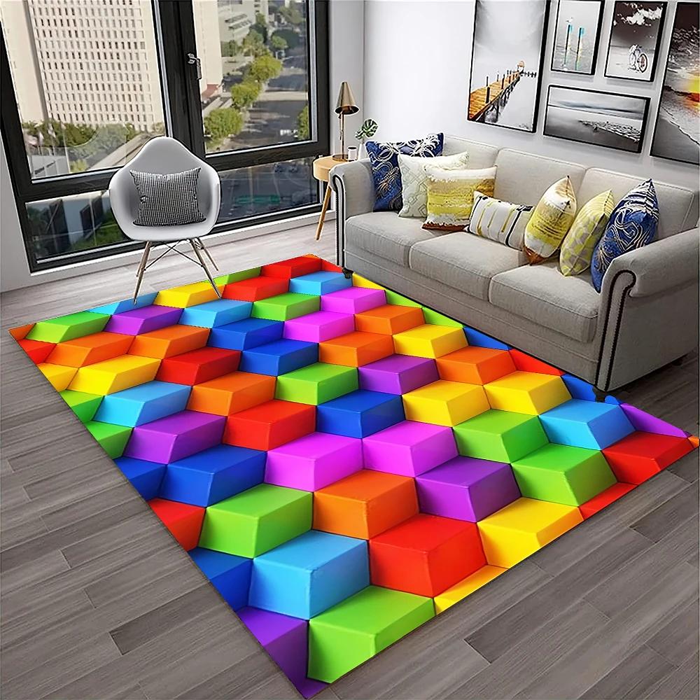 3D Colour Illusion Rainbow Vision HD Carpet Rug for Home Living Room Bedroom Sofa Doormat Decor,kids Area Rug Non-slip Floor Mat