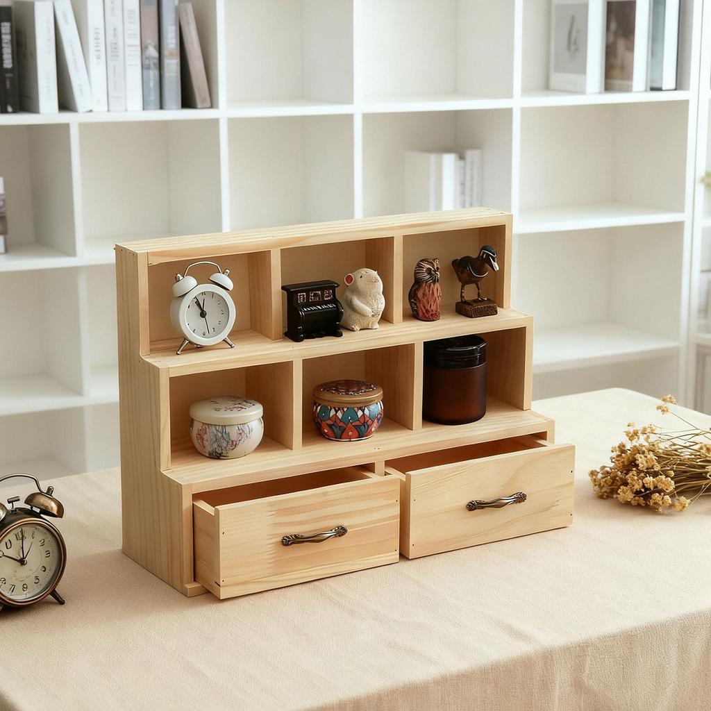 Wooden Storage Cabinet Portable Desk Organizer for Home Decor Office Bedroom